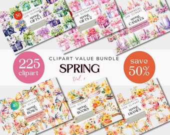 May include: A set of 225 watercolor spring clipart images, including gifts, candles, bows, books, and frames. The clipart is perfect for commercial use and includes 40 images in each category.