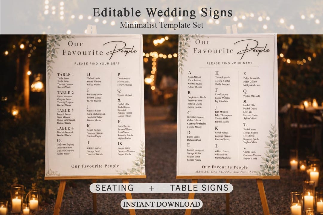 Editable Seating Chart Bundle Template, Alphabetical + Table Seating ...