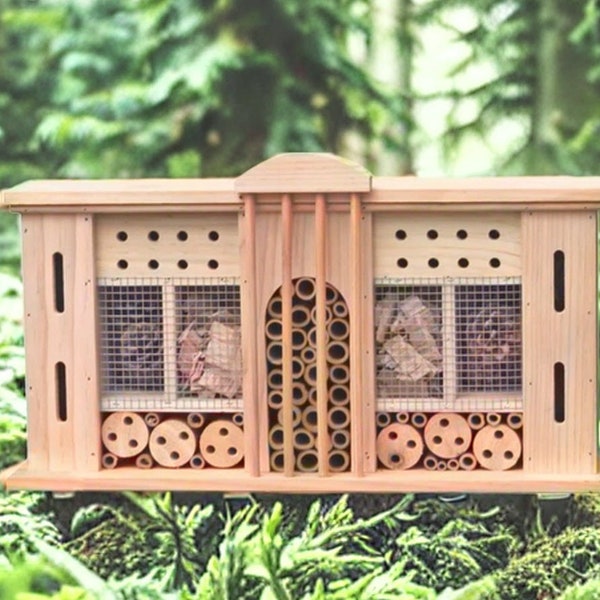 Insektenhotel aus Holz Bienenhotel Bienenhaus Nisthilfe Insektenhaus Bienen, Marienkäfer Schmetterlinge Nützlinge