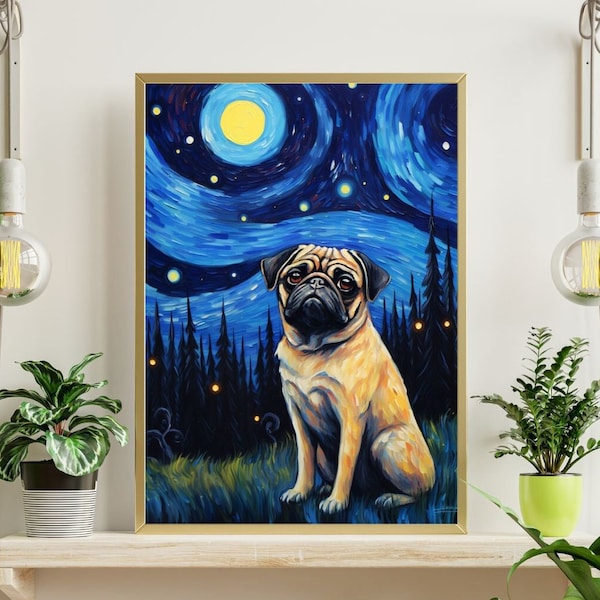 Starry Night Pug Jigsaw Puzzle 300/500/1000 Piece