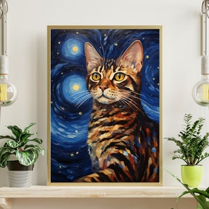 Starry Night Bengal Cat Jigsaw Puzzle 300/500/1000 Piece