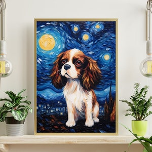 Starry Night Cavalier King Charles Spaniel Jigsaw Puzzle 300/500/1000 Piece