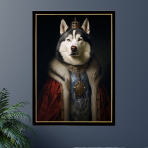 Rompecabezas del príncipe real de husky siberiano de 300/500/1000 piezas, regalo de retrato real de mascota para el propietario de un husky siberiano