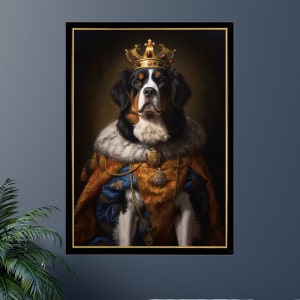 Bernese Mountain Dog Royal King Jigsaw Puzzle 300/500/1000 Piece - Pet Royal Portrait Gift for Bernese Mountain Dog Owner