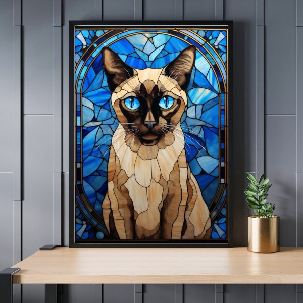 Buntglas Puzzle 300/500/1000 Teile Siamesische Katze