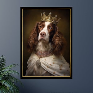 English Springer Spaniel Royal Queen Jigsaw Puzzle 300/500/1000 Piece - Pet Royal Portrait Gift for English Springer Spaniel Owner