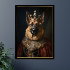 German Shepherd Royal King Jigsaw Puzzle 300/500/1000 Piece - Pet Royal Portrait Gift for German Shepherd Owner