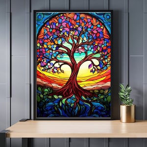 Stained Glass Tree of Life Jigsaw Puzzle 300/500/1000 Piece