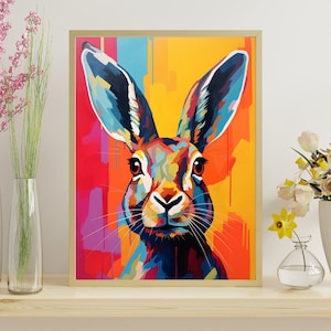 Face of Hare Jigsaw Puzzle 300/500/1000 Piece, Modernist Painting Style Hare Mug Shot Puzzle