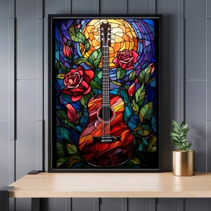 Stained Glass Guitar Jigsaw Puzzle 300/500/1000 Piece