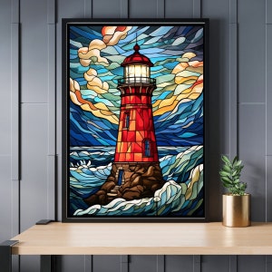 Stained Glass Lighthouse Jigsaw Puzzle 300/500/1000 Piece