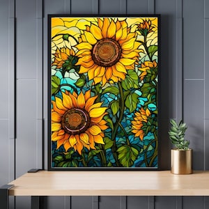 Stained Glass Sunflower Jigsaw Puzzle 300/500/1000 Piece