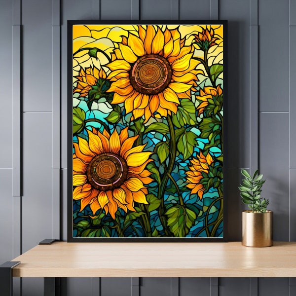 Stained Glass Sunflower Jigsaw Puzzle 300/500/1000 Piece