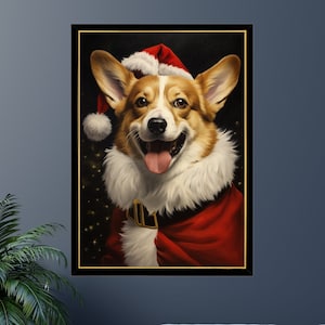 Santa Pembroke Welsh Corgi Jigsaw Puzzle 300/500/1000 Piece - Pet Santa Costume Portrait Christmas Gift for Pembroke Welsh Corgi Owner
