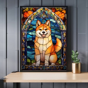 Stained Glass Shiba Inu Jigsaw Puzzle 300/500/1000 Piece