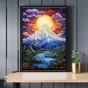 Stained Glass Mount Fuji Jigsaw Puzzle 300/500/1000 Piece