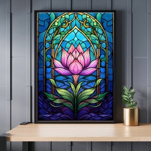 Eternal Lotus 1000 Piece Jigsaw Puzzle - Stained Glass Flower Art, 23.85" X 23.85" - View #4