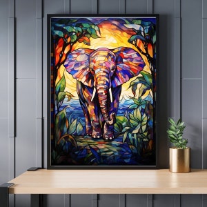 Stained Glass Elephant Jigsaw Puzzle 300/500/1000 Piece