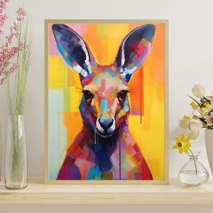 Face of Kangaroo Jigsaw Puzzle 300/500/1000 Piece, Modernist Painting Style Kangaroo Mug Shot Puzzle