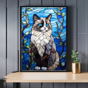 Stained Glass Ragdoll Cat Jigsaw Puzzle 300/500/1000 Piece