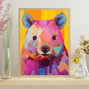 Face of Wombat Jigsaw Puzzle 300/500/1000 Piece, Modernist Painting Style Wombat Mug Shot Puzzle