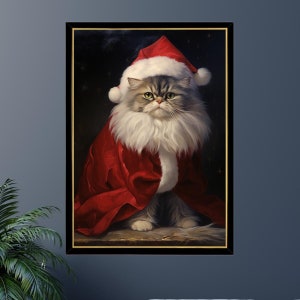 Santa Persian Cat Jigsaw Puzzle: Christmas Pet Portrait Gift