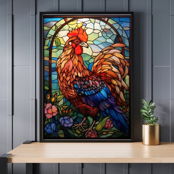 Stained Glass Chicken Jigsaw Puzzle 300/500/1000 Piece