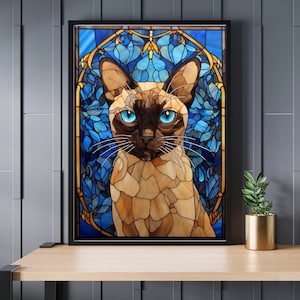 Stained Glass Burmese Cat Jigsaw Puzzle 300/500/1000 Piece
