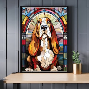 Stained Glass Basset Hound Jigsaw Puzzle 300/500/1000 Piece