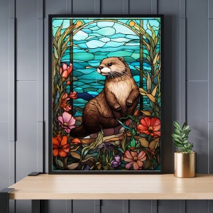 Stained Glass Otter Jigsaw Puzzle 300/500/1000 Piece