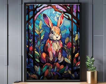 Stained Glass Rabbit Jigsaw Puzzle 300/500/1000 Piece
