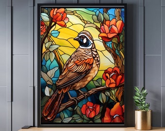 Stained Glass Quail Jigsaw Puzzle 300/500/1000 Piece