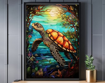 Stained Glass Turtle Jigsaw Puzzle 300/500/1000 Piece