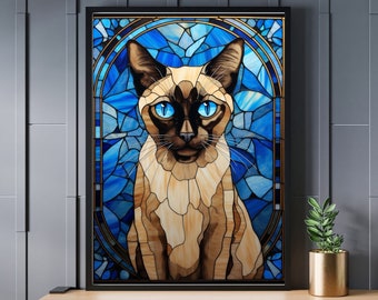 Buntglas Puzzle 300/500/1000 Teile Siamesische Katze