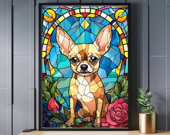 Stained Glass Chihuahua Jigsaw Puzzle 300/500/1000 Piece