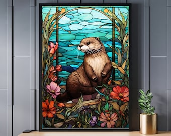 Stained Glass Otter Jigsaw Puzzle 300/500/1000 Piece