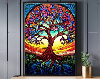 Stained Glass Tree of Life Jigsaw Puzzle 300/500/1000 Piece
