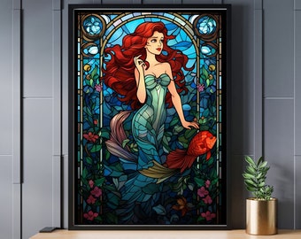 Stained Glass Little Mermaid Jigsaw Puzzle 300/500/1000 Piece