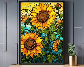 Glasmalerei Sonnenblumen Jigsaw Puzzle 300/500/1000 Teile