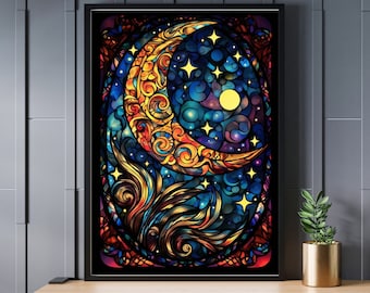 Stained Glass Moon Jigsaw Puzzle 300/500/1000 Piece