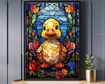 Stained Glass Baby Duck Jigsaw Puzzle 300/500/1000 Piece