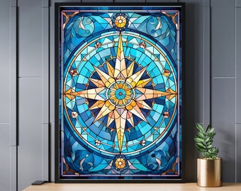 Stained Glass Compass Jigsaw Puzzle 300/500/1000 Piece