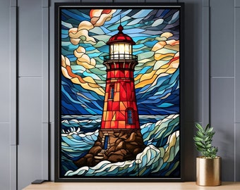 Stained Glass Lighthouse Jigsaw Puzzle 300/500/1000 Piece