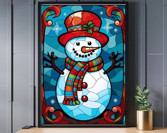 Stained Glass Snowman Jigsaw Puzzle 300/500/1000 Piece