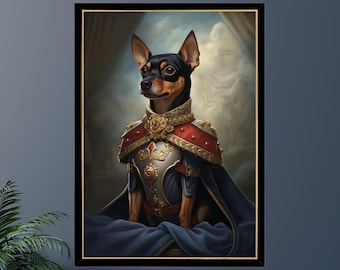 Miniature Pinscher Royal Prince Jigsaw Puzzle 300/500/1000 Piece - Pet Royal Portrait Gift for Miniature Pinscher Owner