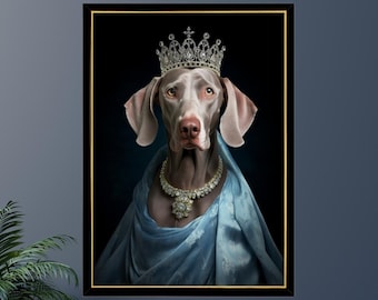 Weimaraner Royal Queen Jigsaw Puzzle 300/500/1000 Piece - Pet Royal Portrait Gift for Weimaraner Owner