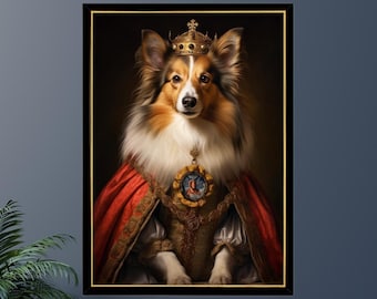 Rompecabezas Shetland Sheepdog Royal King de 300/500/1000 piezas, retrato real de mascota, regalo para el dueño del perro pastor Shetland