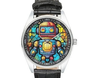 Vintage Fossil Big Tic Watch: Walking Robot, Blue Face, Stainless