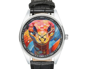 Modernist King Cobra Armbanduhr mit schwarzem Lederband, Uhren für Herren und Damen - Perfektes Geschenk für King Cobra Liebhaber
