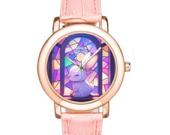 時計 Venice glass 18KT gold plated Venice Murano Art & Glass Gold Plated Ladies Pink Leather